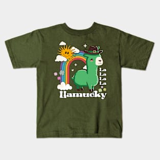 La La La La Llamucky- Funny Llama St. Pattrick's Day Kids T-Shirt